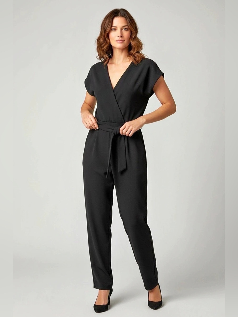 Express Black Wrap Front Jumpsuit Size XS Like New